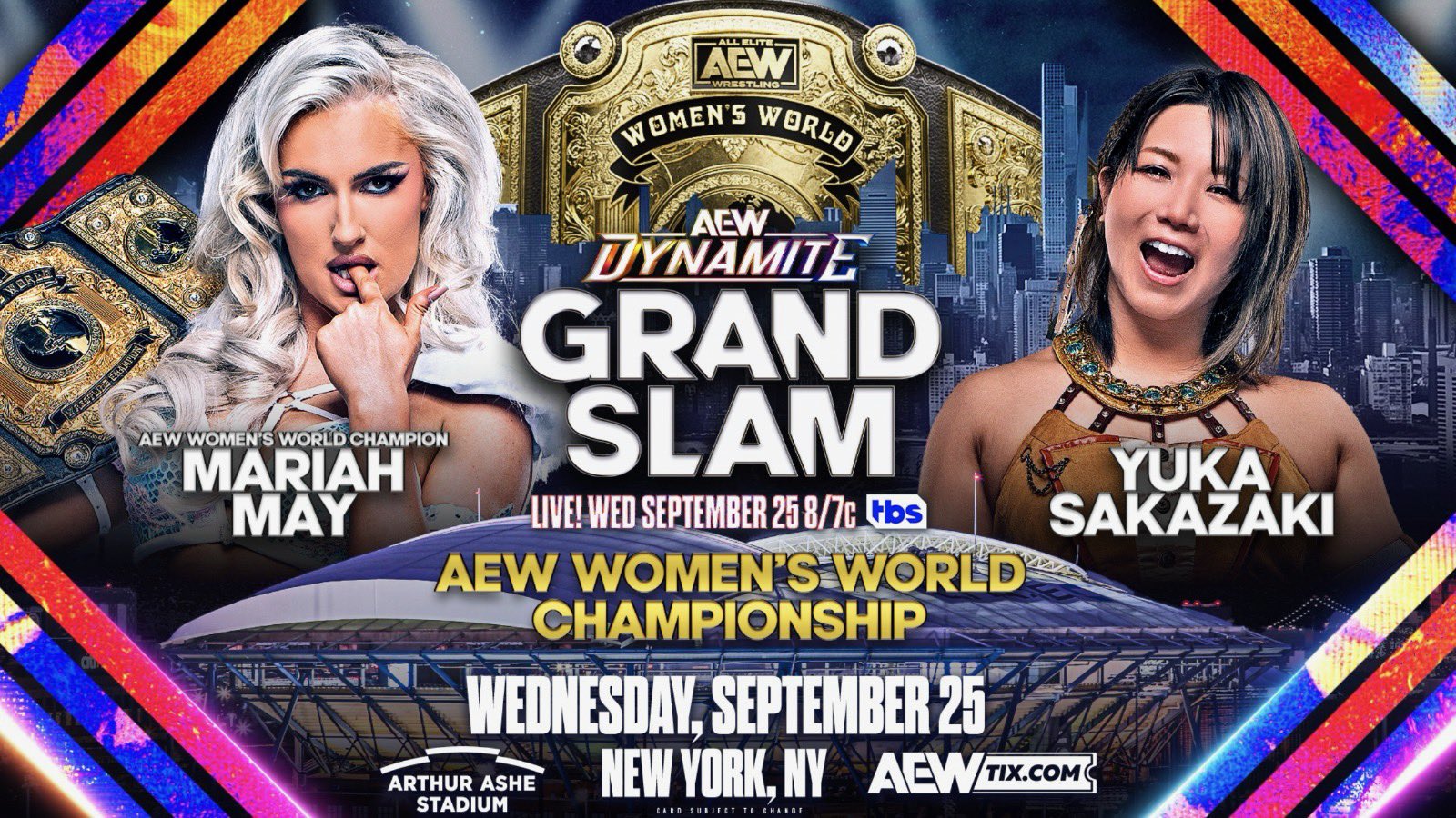 AEW Grand Slam - Mariah May défendra son titre contre Yuka Sakazaki.