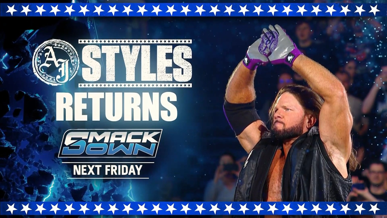 WWE SmackDown : AJ Styles de retour la semaine prochaine.